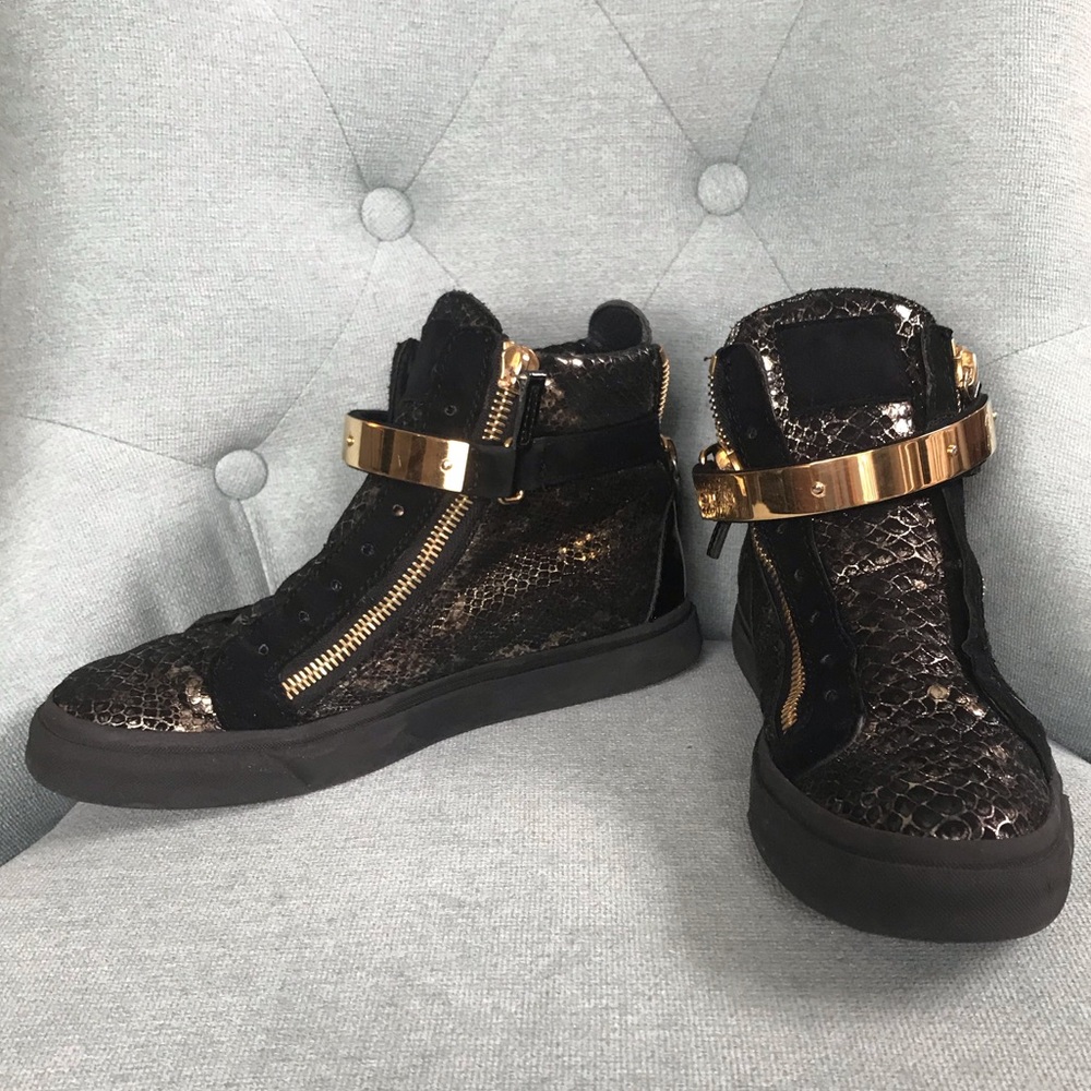 Giuseppe Zanotti Black and Gold Sneakers